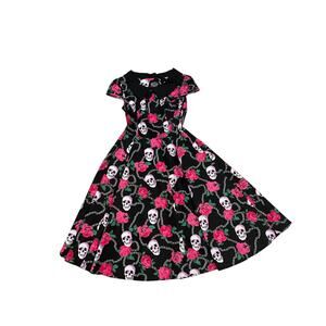 Rockabilly cotton Dia De los Muertos dress New with tags H&R floral sz 10
